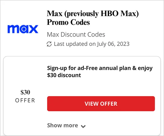 Max Promo Codes
