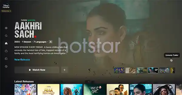 Hotstar homepage