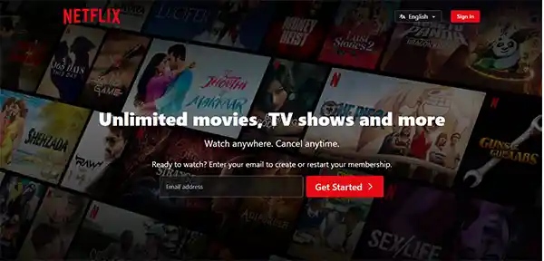 Netflix homepage