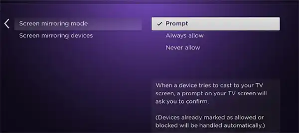 “Prompt” option 