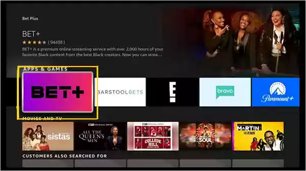 Bet plus Activate on Firestick