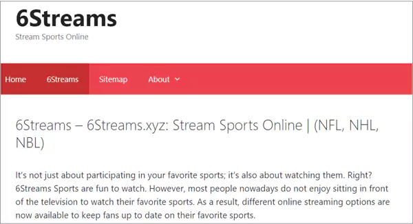 6Streams Website Homepage